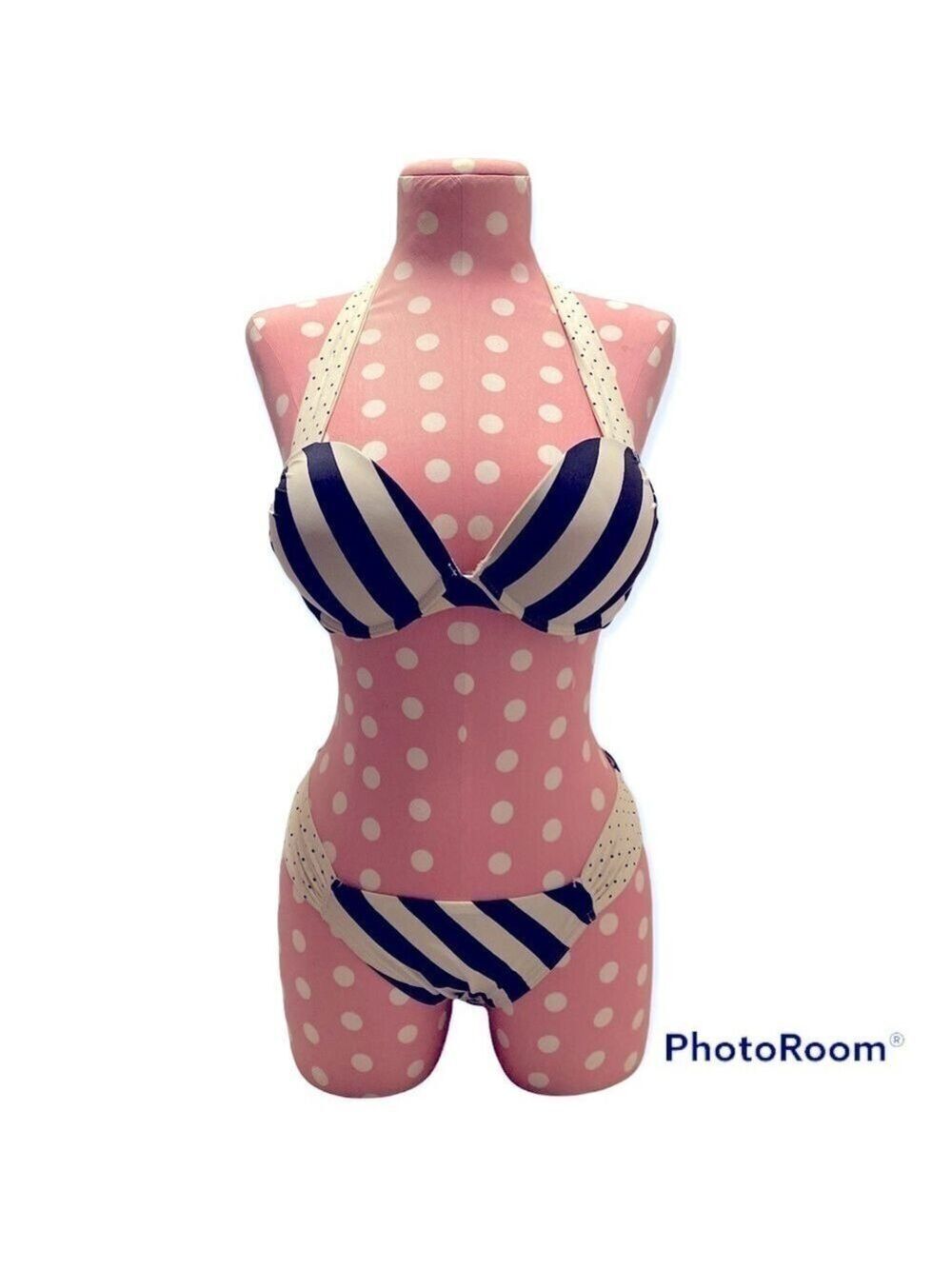 Victoria’s Secret vintage Bombshell black & white halter bikini set